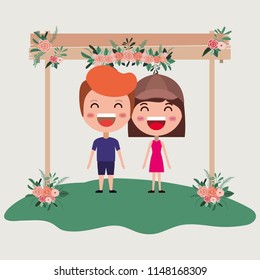 wedding invitation card with couple characters