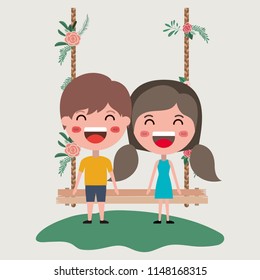 wedding invitation card with couple characters