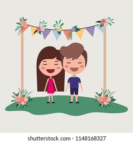 wedding invitation card with couple characters