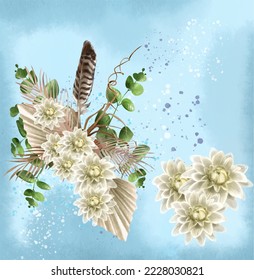 Wedding invitation card with daisy flowers
