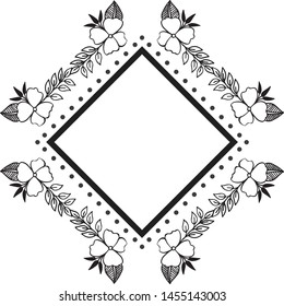 Wedding invitation or card design with beautiful wreath, cute floral frame. Vector