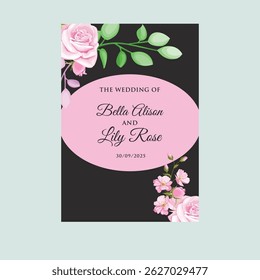wedding invitation card design with creamy floral background