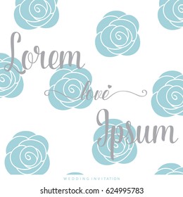 Wedding invitation card design with cute flower templates. Vector illustration.
