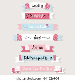 Wedding invitation card design with cute flower templates. Vector illustration.