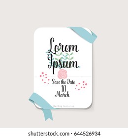 Wedding invitation card design with cute flower templates. Vector illustration.