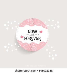 Wedding invitation card design with cute flower templates. Vector illustration.