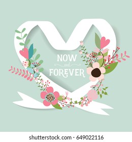 Hochzeitskartendesign mit süßen Blumenmustern. Vektorgrafik.