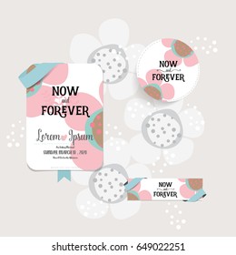 Diseño de tarjetas de invitación casera con adorables plantillas de flores. Ilustración vectorial.