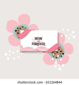 Wedding invitation card design with cute flower templates. Vector illustration.