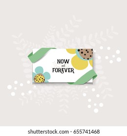 Wedding invitation card design with cute flower templates. Vector illustration.