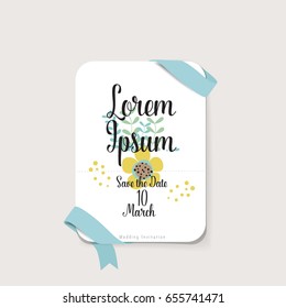 Wedding invitation card design with cute flower templates. Vector illustration.