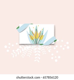 Wedding invitation card design with cute flower templates. Vector illustration.