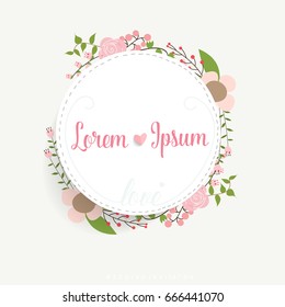 Wedding invitation card design with cute flower templates. Vector illustration.