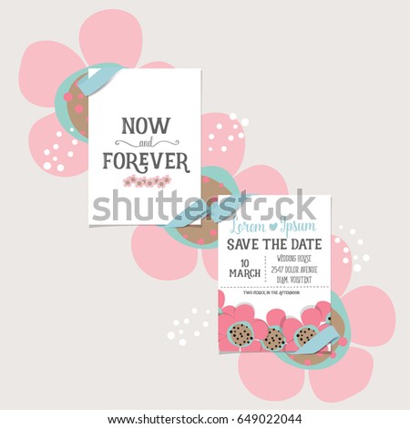 Wedding Invitation Card Design Cute Flower Stock Vector Royalty