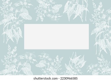 Wedding invitation card design with elegant flowers leaves. Flowers decoration background mockup elegant template vector illustration vintage frame