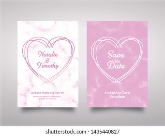 Wedding Invitation card design with frames and marble texture. Luxury marble with geometric frame design template.