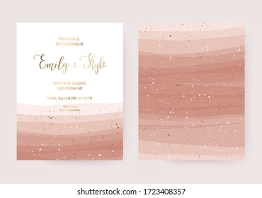 Wedding invitation card design with gold dust and opacity rose stripes.