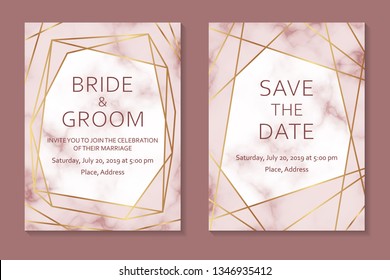 Wedding Invitation Card Design Golden Frames Stock Vector (Royalty Free ...