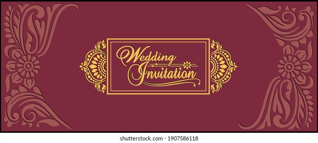 Wedding Invitation card design with Lord Ganesh. Exclusive vintage decorative vector illustration.