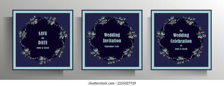 Wedding invitation card design. Set of vector templates.