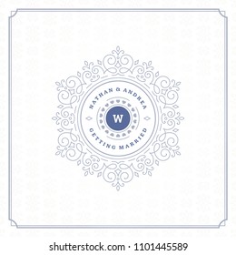 Wedding invitation card design template vector illustration. Wedding save the date title vintage typographic badge.