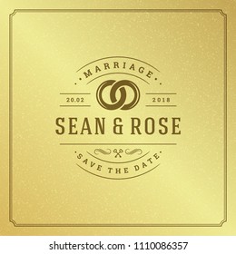 Wedding invitation card design template vector illustration. Wedding save the date title vintage typographic badge.