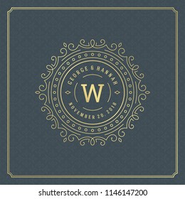 Wedding invitation card design template vector illustration. Wedding save the date title vintage typographic badge.