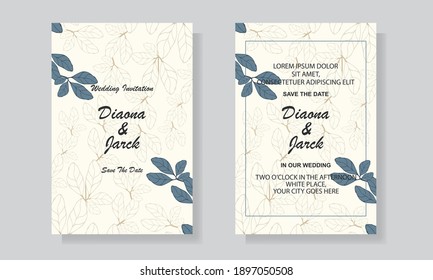 Wedding Invitation Card Design Template With Luxury Floral Background