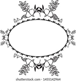 Wedding invitation card, design unique flower frame. Vector