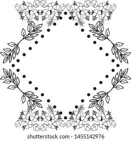 Wedding invitation card, design unique flower frame. Vector