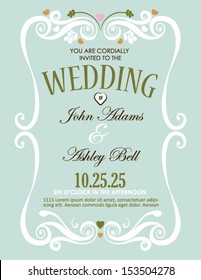 Wedding Invitation Card Design in Vector with Border