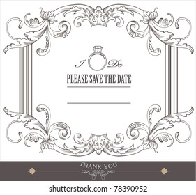 wedding invitation card design- vintage card