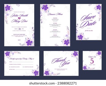 Wedding Invitation Card with Dinner Menu, Save The Date, Thank You and Table Number.