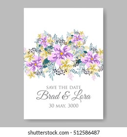 Wedding invitation or card with elegance floral  bridal bouquet 