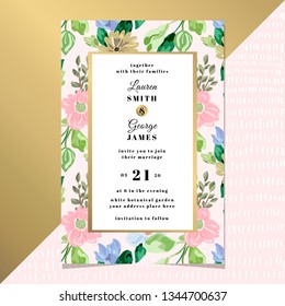 wedding invitation card with elegant floral background