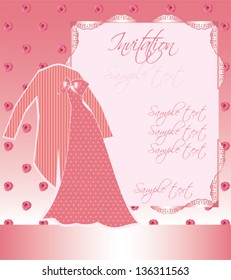 Wedding invitation card with elegant frame and roses