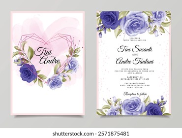 Wedding Invitation Card with Elegant Watercolor Floral Set. Illustrator and designer. Wedding Invites, save the date, Birthday Invites, Video Invites, E-Cards.