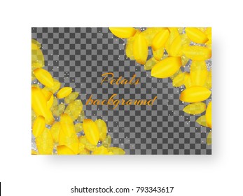 Wedding invitation card with falling petals of hyacinths on a transparent background