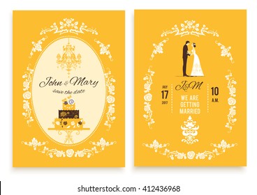 Wedding invitation card. Festive template for design banner, ticket, leaflet, card, poster, invitation  and so on. Save the date.