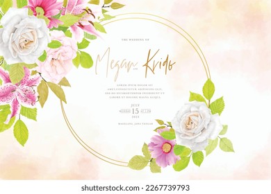 Wedding invitation card with floral 