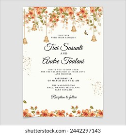 Wedding Invitation Card With Floral Abstract and Hand Drawn Template. Illustrator and designer. Wedding Invites, save the date, Birthday Invites, Video Invites, E-Cards.