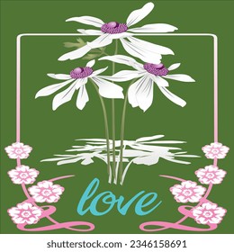 Wedding invitation or card with floral background.