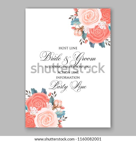 Wedding Invitation Card Floral Background Peach Stock