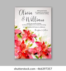 Wedding invitation or card with  floral  chrysanthemum 