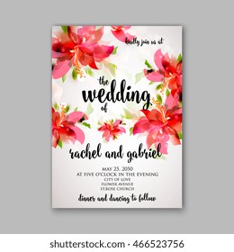 Wedding invitation or card with  floral  chrysanthemum 