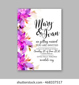 Wedding invitation or card with floral chrysanthemum
