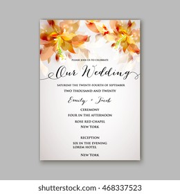 Wedding invitation or card with floral chrysanthemum