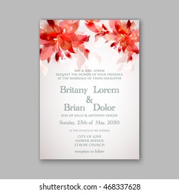 Wedding invitation or card with floral chrysanthemum