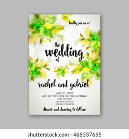 Wedding invitation or card with floral chrysanthemum