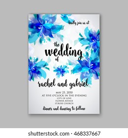 Wedding invitation or card with floral chrysanthemum